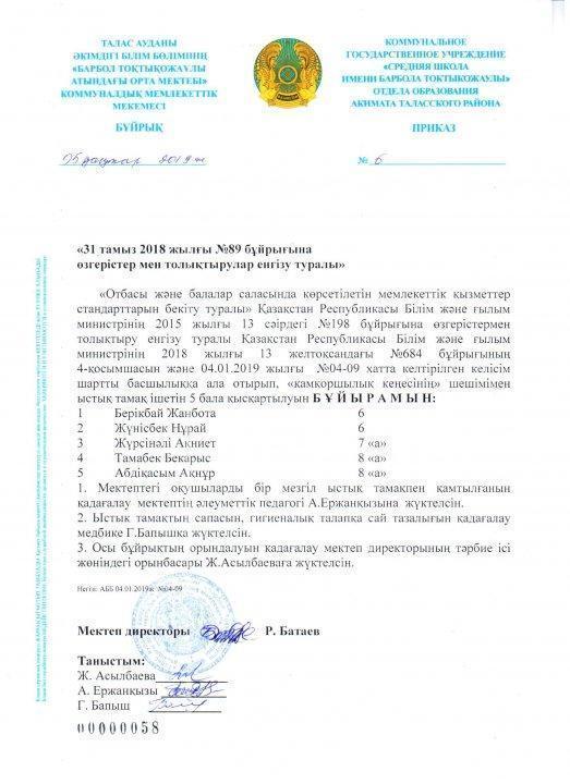 Мектепте жекеленген тамақ өнімдерін сатуға тыйым салу туралы. Қаңтар айы