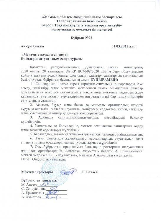 Тыйым салынған тағам бұйрығы